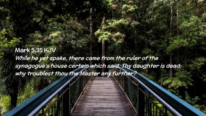 Picture 02 - Mark 5:35 KJV Desktop Wallpaper - While he yet spake, there came from the ruler of - Desktop Bible Verse Wallpaper