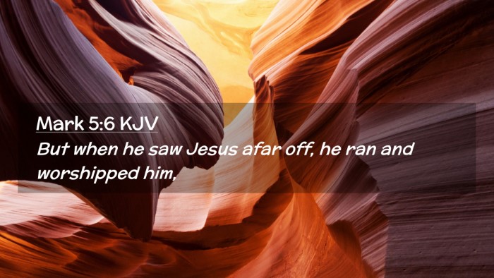 Picture 02 - Mark 5:6 KJV Desktop Wallpaper - But when he saw Jesus afar off, he ran and - Desktop Bible Verse Wallpaper