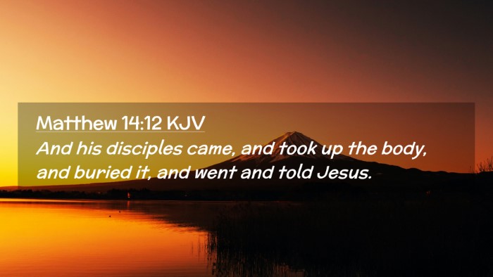 Picture 02 - Matthew 14:12 KJV Desktop Wallpaper - And his disciples came, and took up the body, and - Desktop Bible Verse Wallpaper