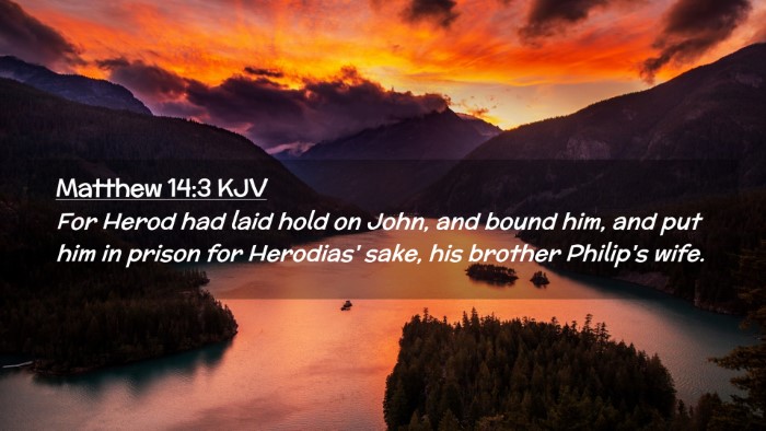 Picture 02 - Matthew 14:3 KJV Desktop Wallpaper - For Herod had laid hold on John, and bound him, - Desktop Bible Verse Wallpaper
