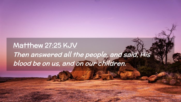 Picture 02 - Matthew 27:25 KJV Desktop Wallpaper - Then answered all the people, and said, His blood - Desktop Bible Verse Wallpaper