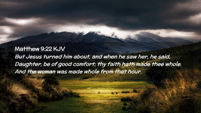 Picture 02 - Matthew 9:22 KJV Desktop Wallpaper - But Jesus turned him about, and when he saw her, - Desktop Bible Verse Wallpaper