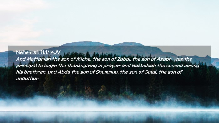 Picture 02 - Nehemiah 11:17 KJV Desktop Wallpaper - And Mattaniah the son of Micha, the son of Zabdi, - Desktop Bible Verse Wallpaper