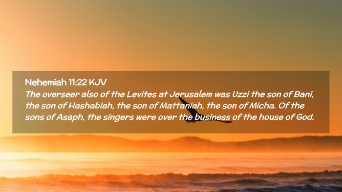 Picture 02 - Nehemiah 11:22 KJV Desktop Wallpaper - The overseer also of the Levites at Jerusalem was - Desktop Bible Verse Wallpaper