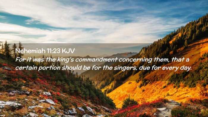 Picture 02 - Nehemiah 11:23 KJV Desktop Wallpaper - For it was the king's commandment concerning - Desktop Bible Verse Wallpaper