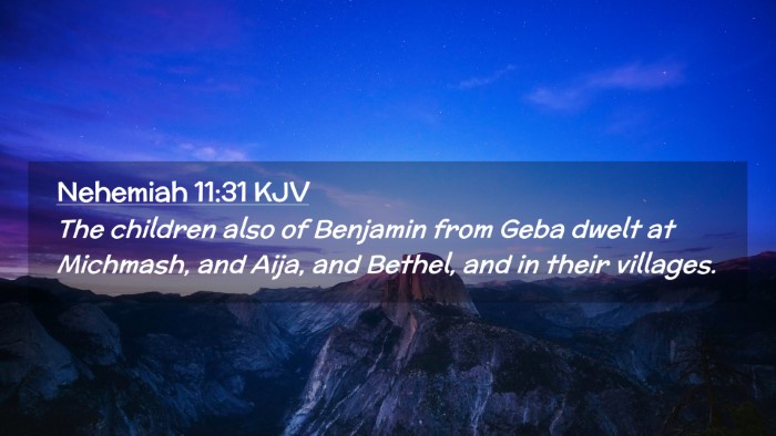 Picture 02 - Nehemiah 11:31 KJV Desktop Wallpaper - The children also of Benjamin from Geba dwelt at - Desktop Bible Verse Wallpaper