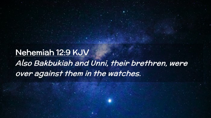 Picture 02 - Nehemiah 12:9 KJV Desktop Wallpaper - Also Bakbukiah and Unni, their brethren, were - Desktop Bible Verse Wallpaper