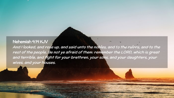 Picture 02 - Nehemiah 4:14 KJV Desktop Wallpaper - And I looked, and rose up, and said unto the - Desktop Bible Verse Wallpaper