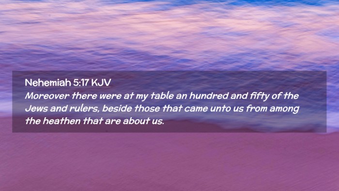 Picture 02 - Nehemiah 5:17 KJV Desktop Wallpaper - Moreover there were at my table an hundred and - Desktop Bible Verse Wallpaper