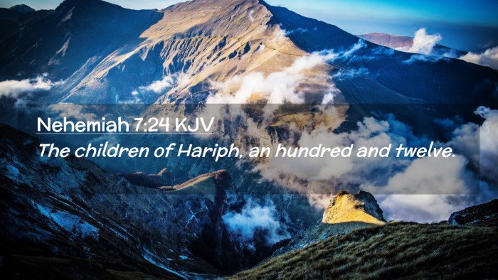 Picture 02 - Nehemiah 7:24 KJV Desktop Wallpaper - The children of Hariph, an hundred and - Desktop Bible Verse Wallpaper