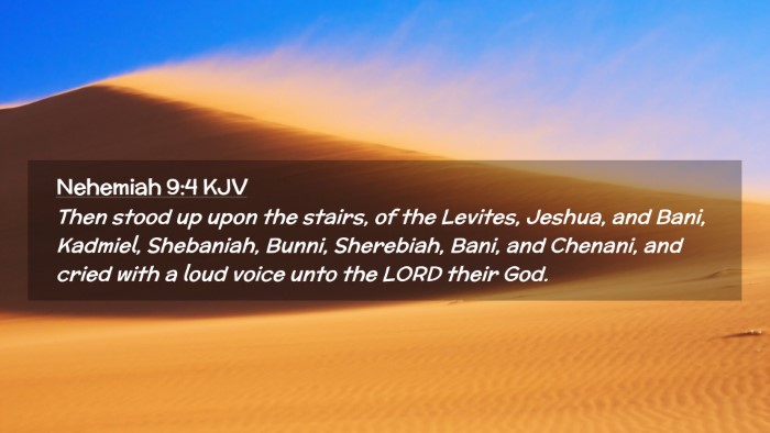Picture 02 - Nehemiah 9:4 KJV Desktop Wallpaper - Then stood up upon the stairs, of the Levites, - Desktop Bible Verse Wallpaper