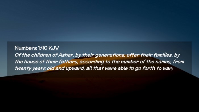 Picture 02 - Numbers 1:40 KJV Desktop Wallpaper - Of the children of Asher, by their generations, - Desktop Bible Verse Wallpaper