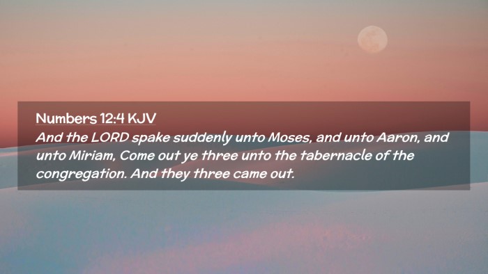 Picture 02 - Numbers 12:4 KJV Desktop Wallpaper - And the LORD spake suddenly unto Moses, and unto - Desktop Bible Verse Wallpaper