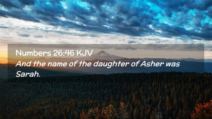 Picture 02 - Numbers 26:46 KJV Desktop Wallpaper - And the name of the daughter of Asher was - Desktop Bible Verse Wallpaper