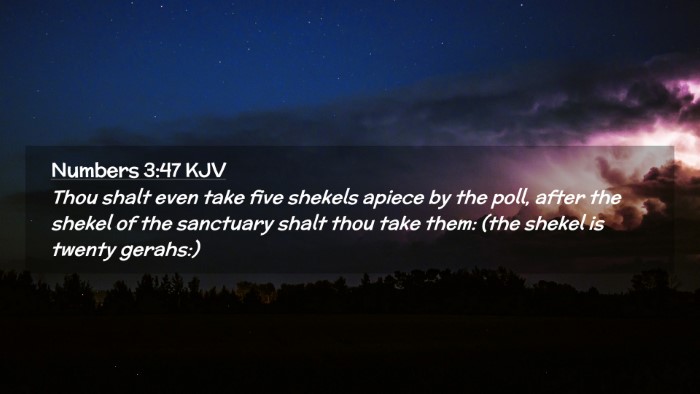 Picture 02 - Numbers 3:47 KJV Desktop Wallpaper - Thou shalt even take five shekels apiece by the - Desktop Bible Verse Wallpaper