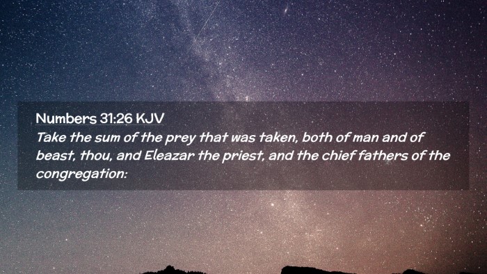 Picture 02 - Numbers 31:26 KJV Desktop Wallpaper - Take the sum of the prey that was taken, both of - Desktop Bible Verse Wallpaper