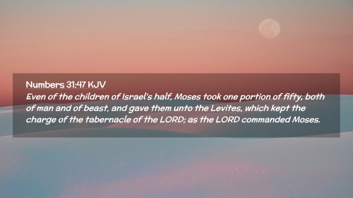 Picture 02 - Numbers 31:47 KJV Desktop Wallpaper - Even of the children of Israel's half, Moses took - Desktop Bible Verse Wallpaper