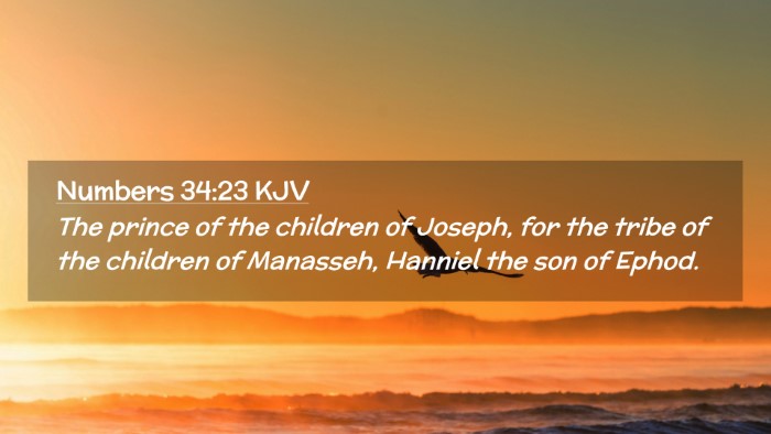 Picture 02 - Numbers 34:23 KJV Desktop Wallpaper - The prince of the children of Joseph, for the - Desktop Bible Verse Wallpaper