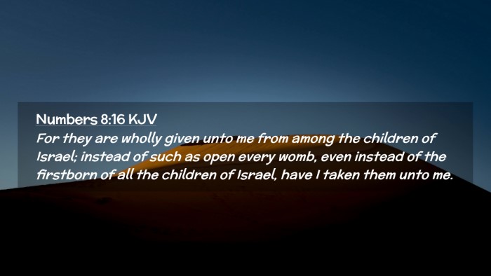 Picture 02 - Numbers 8:16 KJV Desktop Wallpaper - For they are wholly given unto me from among the - Desktop Bible Verse Wallpaper