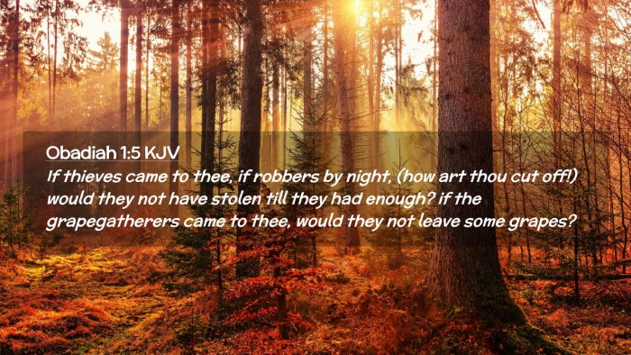 Picture 02 - Obadiah 1:5 KJV Desktop Wallpaper - If thieves came to thee, if robbers by night, - Desktop Bible Verse Wallpaper