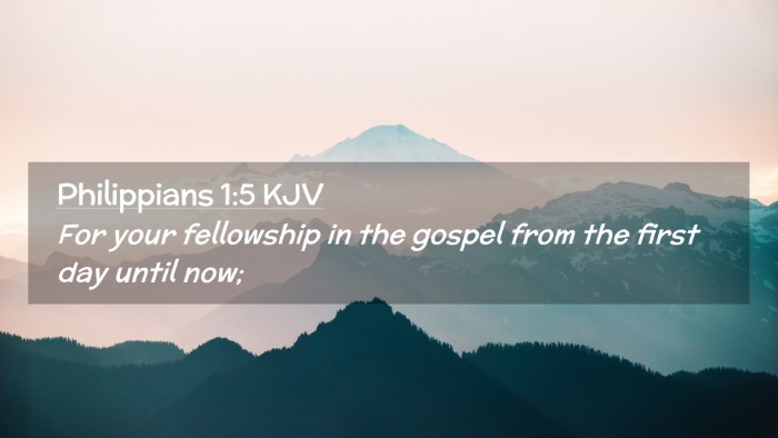 Picture 02 - Philippians 1:5 KJV Desktop Wallpaper - For your fellowship in the gospel from the first - Desktop Bible Verse Wallpaper