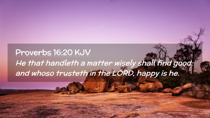 Picture 02 - Proverbs 16:20 KJV Desktop Wallpaper - He that handleth a matter wisely shall find good: - Desktop Bible Verse Wallpaper