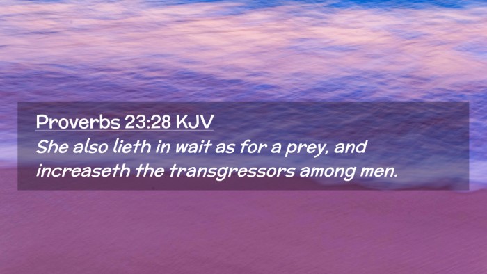 Picture 02 - Proverbs 23:28 KJV Desktop Wallpaper - She also lieth in wait as for a prey, and - Desktop Bible Verse Wallpaper