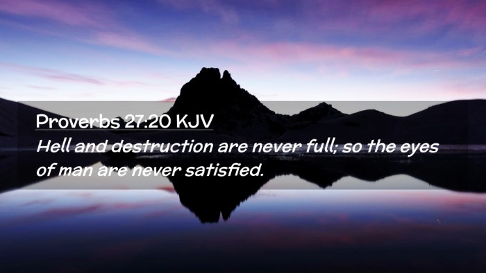 Picture 02 - Proverbs 27:20 KJV Desktop Wallpaper - Hell and destruction are never full; so the eyes - Desktop Bible Verse Wallpaper