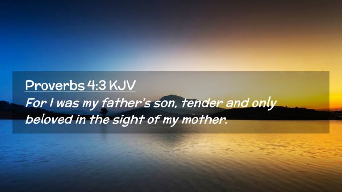 Picture 02 - Proverbs 4:3 KJV Desktop Wallpaper - For I was my father's son, tender and only - Desktop Bible Verse Wallpaper