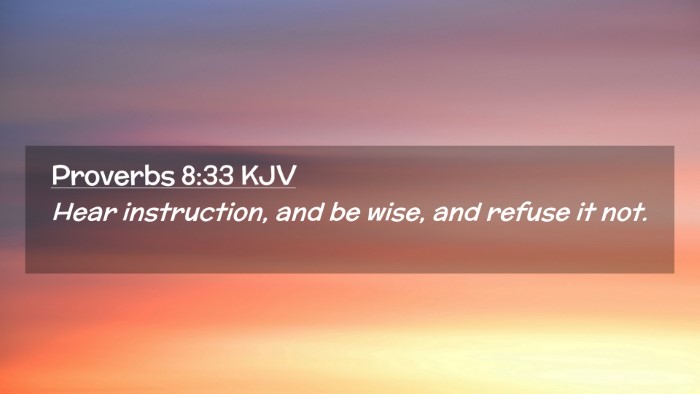 Picture 02 - Proverbs 8:33 KJV Desktop Wallpaper - Hear instruction, and be wise, and refuse it - Desktop Bible Verse Wallpaper