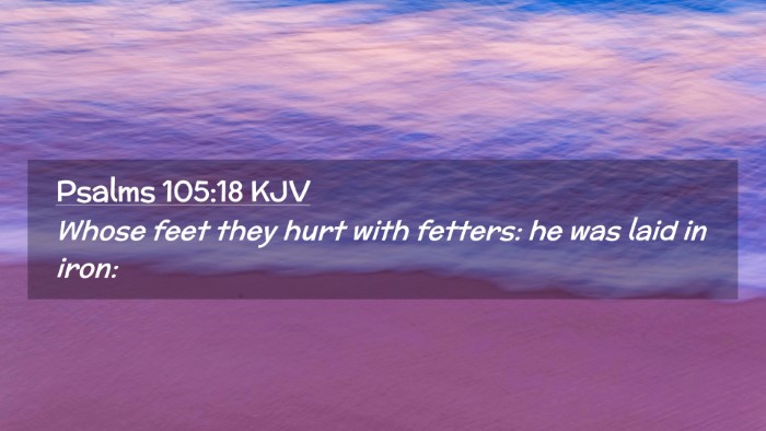 Picture 02 - Psalms 105:18 KJV Desktop Wallpaper - Whose feet they hurt with fetters: he was laid in - Desktop Bible Verse Wallpaper