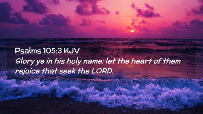 Picture 02 - Psalms 105:3 KJV Desktop Wallpaper - Glory ye in his holy name: let the heart of them - Desktop Bible Verse Wallpaper