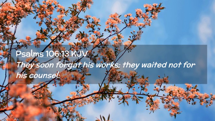Picture 02 - Psalms 106:13 KJV Desktop Wallpaper - They soon forgat his works; they waited not for - Desktop Bible Verse Wallpaper