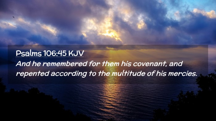Picture 02 - Psalms 106:45 KJV Desktop Wallpaper - And he remembered for them his covenant, and - Desktop Bible Verse Wallpaper