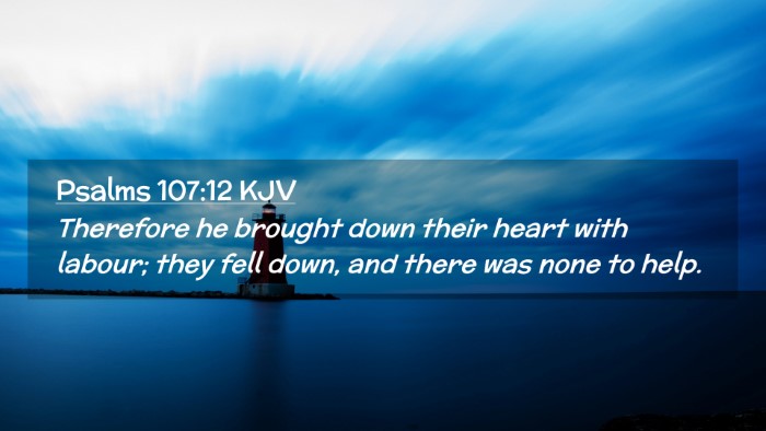 Picture 02 - Psalms 107:12 KJV Desktop Wallpaper - Therefore he brought down their heart with - Desktop Bible Verse Wallpaper