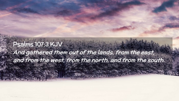 Picture 02 - Psalms 107:3 KJV Desktop Wallpaper - And gathered them out of the lands, from the - Desktop Bible Verse Wallpaper