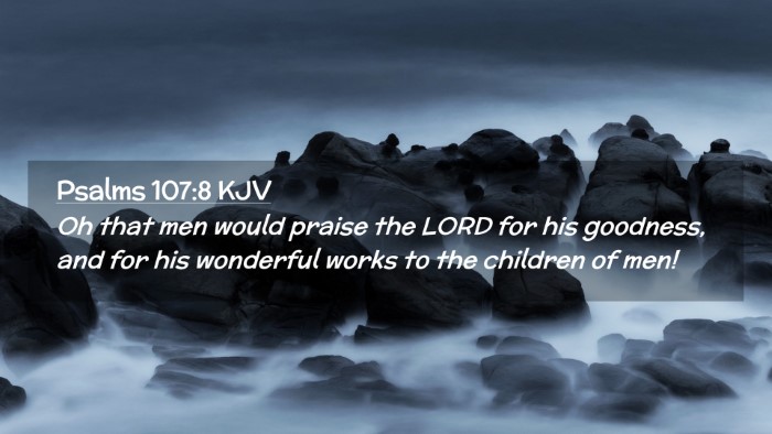 Picture 02 - Psalms 107:8 KJV Desktop Wallpaper - Oh that men would praise the LORD for his - Desktop Bible Verse Wallpaper