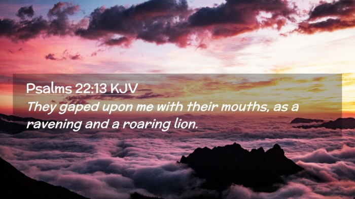 Picture 02 - Psalms 22:13 KJV Desktop Wallpaper - They gaped upon me with their mouths, as a - Desktop Bible Verse Wallpaper