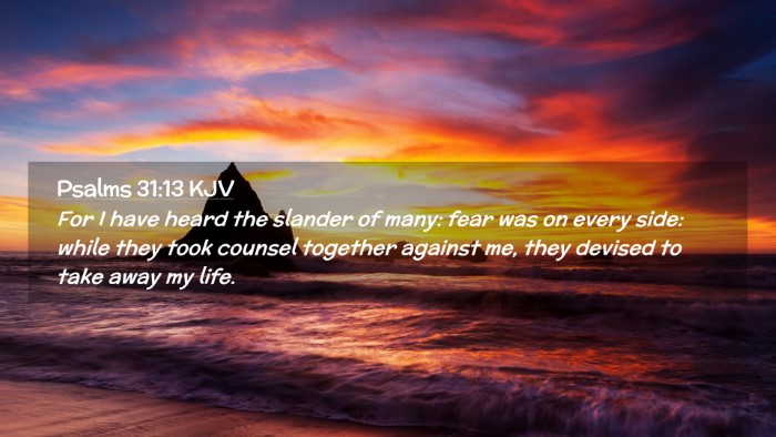 Picture 02 - Psalms 31:13 KJV Desktop Wallpaper - For I have heard the slander of many: fear was on - Desktop Bible Verse Wallpaper