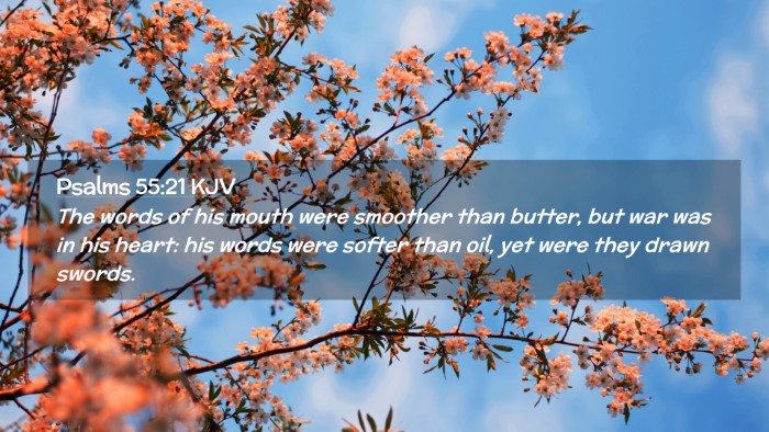 Picture 02 - Psalms 55:21 KJV Desktop Wallpaper - The words of his mouth were smoother than butter, - Desktop Bible Verse Wallpaper