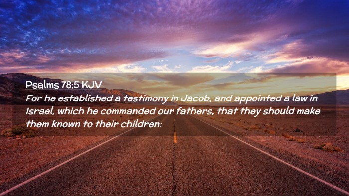 Picture 02 - Psalms 78:5 KJV Desktop Wallpaper - For he established a testimony in Jacob, and - Desktop Bible Verse Wallpaper