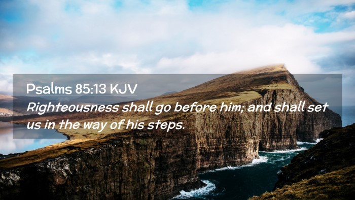 Picture 02 - Psalms 85:13 KJV Desktop Wallpaper - Righteousness shall go before him; and shall set - Desktop Bible Verse Wallpaper