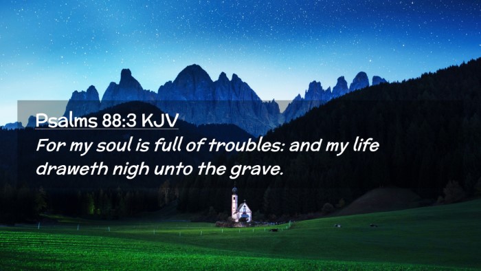 Picture 02 - Psalms 88:3 KJV Desktop Wallpaper - For my soul is full of troubles: and my life - Desktop Bible Verse Wallpaper