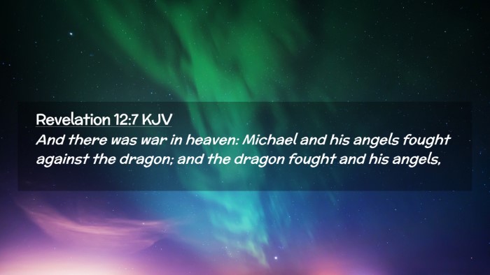 Picture 02 - Revelation 12:7 KJV Desktop Wallpaper - And there was war in heaven: Michael and his - Desktop Bible Verse Wallpaper