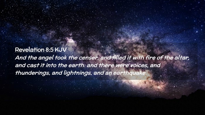 Picture 02 - Revelation 8:5 KJV Desktop Wallpaper - And the angel took the censer, and filled it with - Desktop Bible Verse Wallpaper