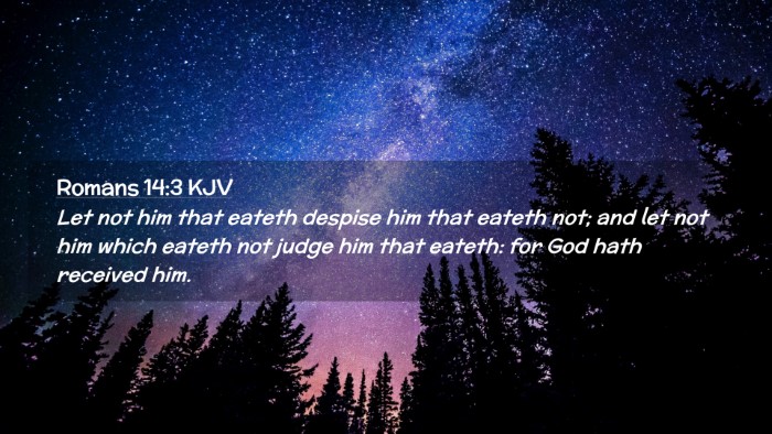 Picture 02 - Romans 14:3 KJV Desktop Wallpaper - Let not him that eateth despise him that eateth - Desktop Bible Verse Wallpaper