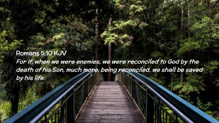 Picture 02 - Romans 5:10 KJV Desktop Wallpaper - For if, when we were enemies, we were reconciled - Desktop Bible Verse Wallpaper
