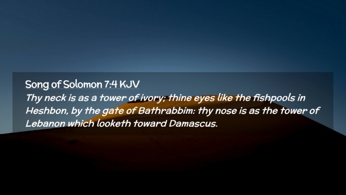 Picture 02 - Song of Solomon 7:4 KJV Desktop Wallpaper - Thy neck is as a tower of ivory; thine eyes like - Desktop Bible Verse Wallpaper
