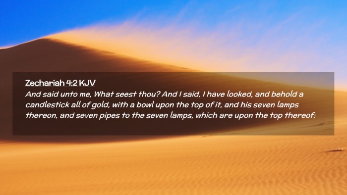 Picture 02 - Zechariah 4:2 KJV Desktop Wallpaper - And said unto me, What seest thou? And I said, I - Desktop Bible Verse Wallpaper