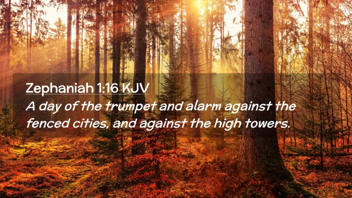 Picture 02 - Zephaniah 1:16 KJV Desktop Wallpaper - A day of the trumpet and alarm against the fenced - Desktop Bible Verse Wallpaper